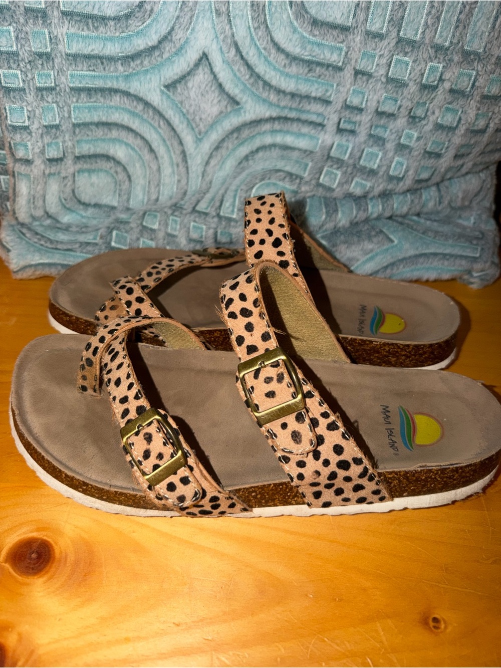 Leopard-Print Double Buckle Sandals